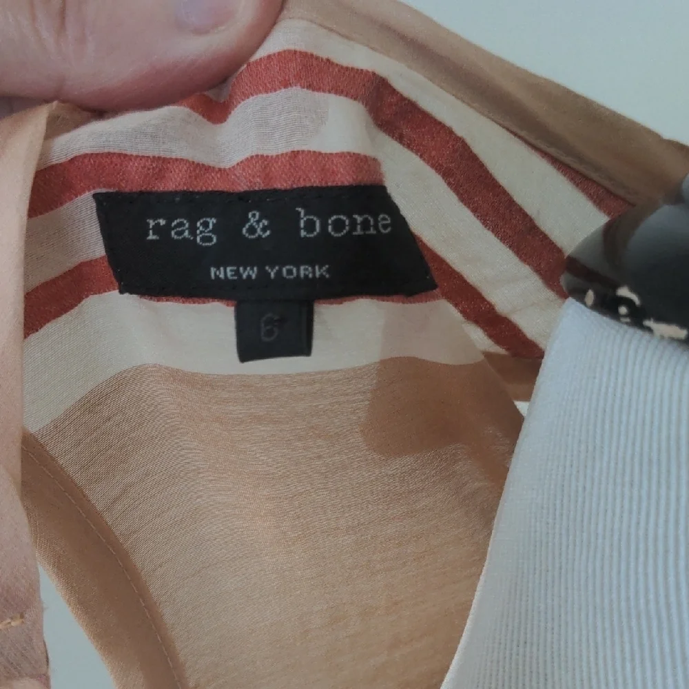 Rag & Bone Racerback Beige and Red Striped Tank Top 6